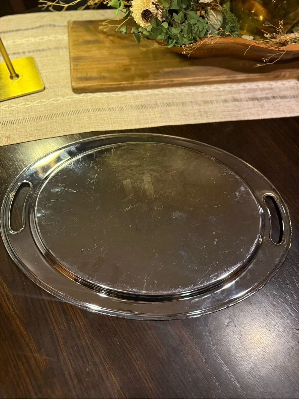 Eton Ornate Silver-Tone Serving/Butlers Tray with Handles 17.5”